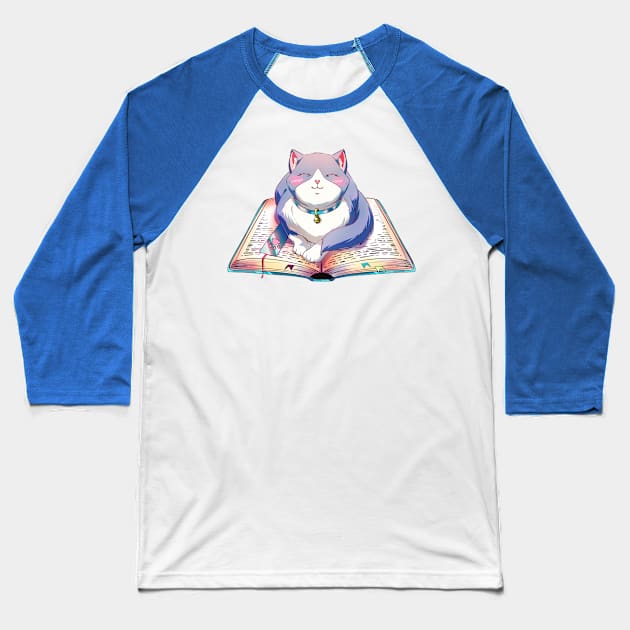 Book cat Baseball T-Shirt by AnGo